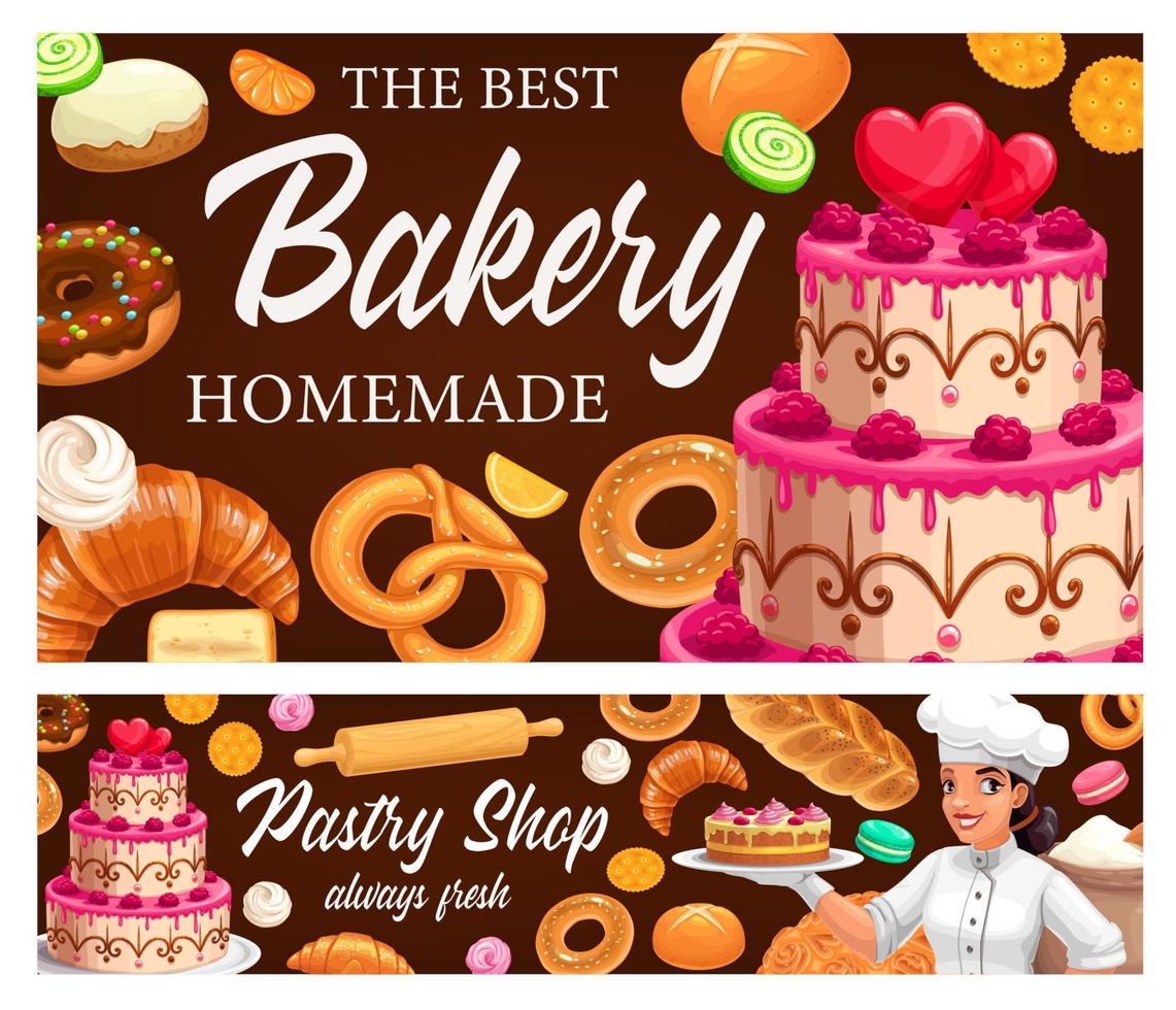 postres, tortas y pasteles, panadería vector