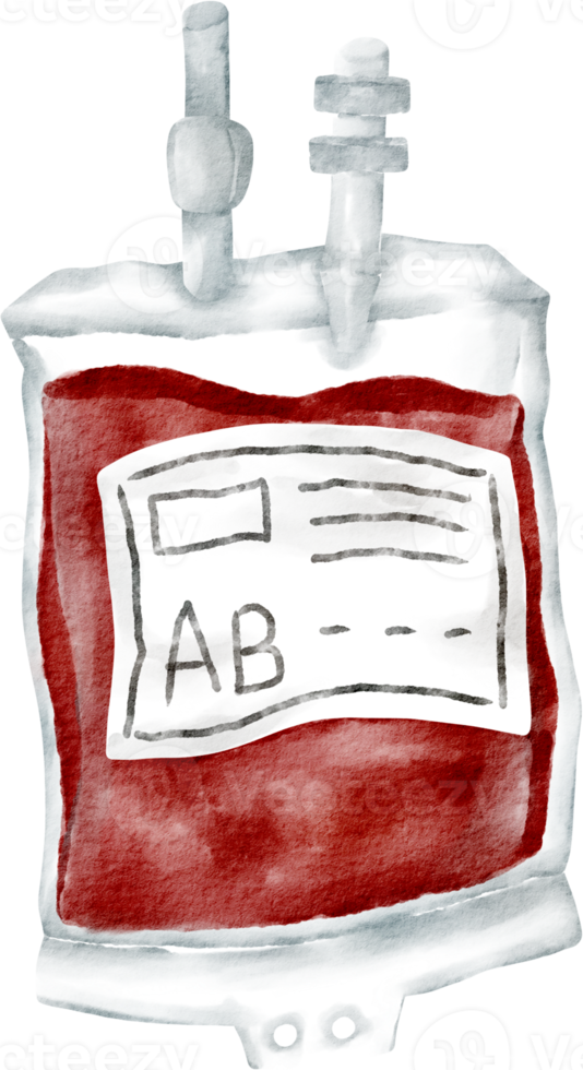 watercolor medical blood bag png