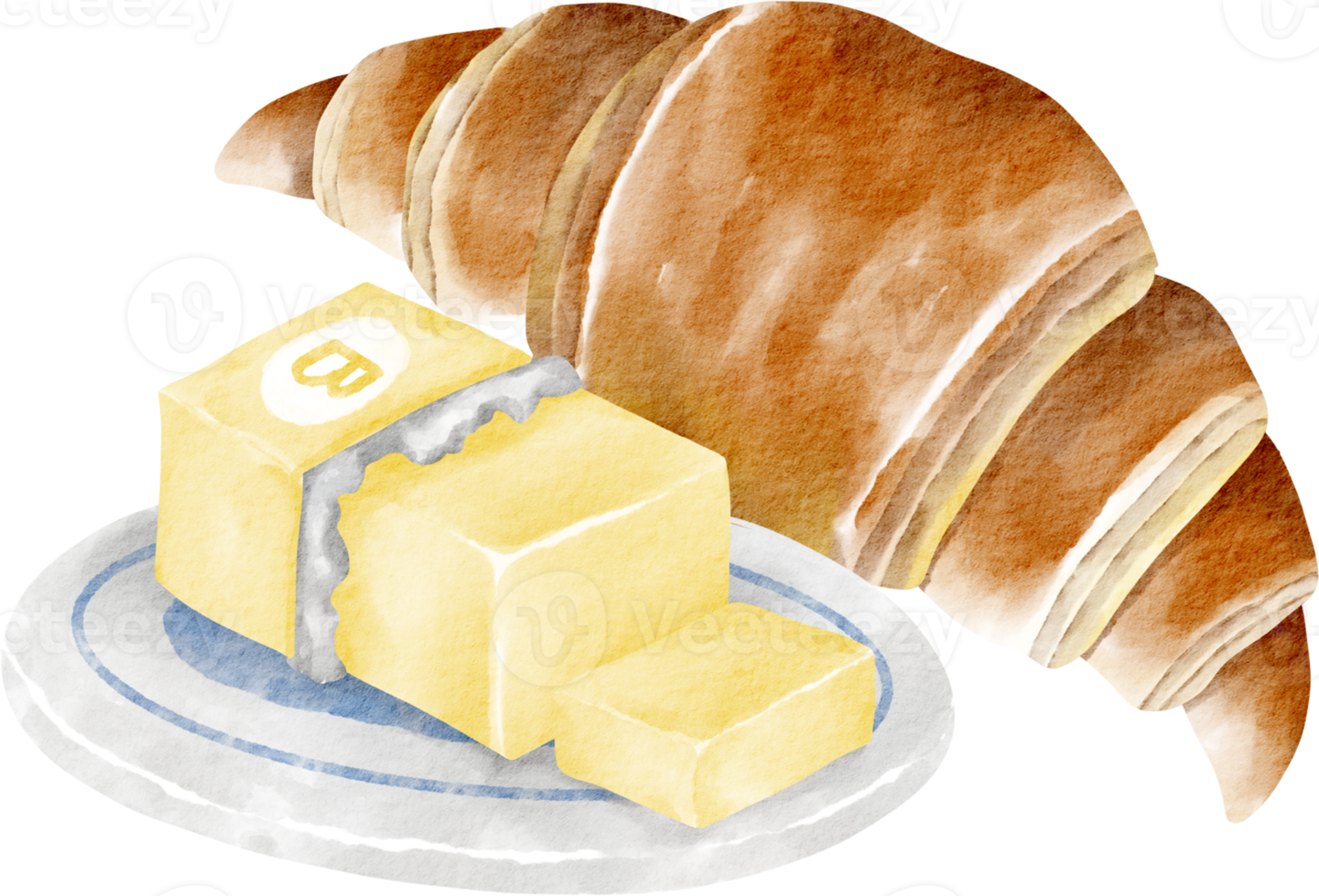 watercolor croissant butter png