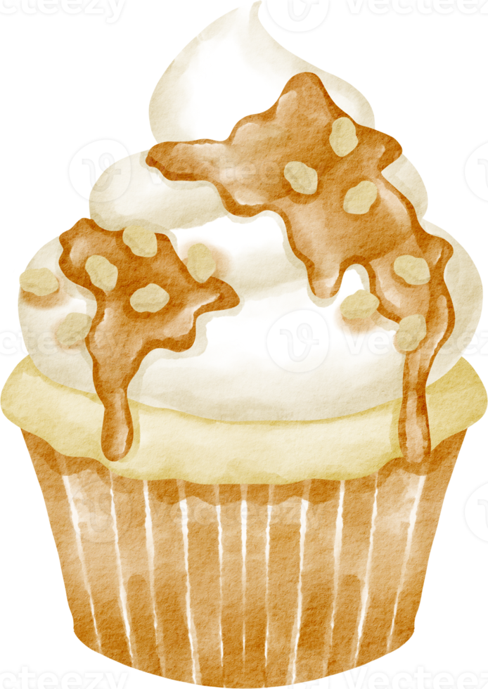 watercolor cupcake caramel png