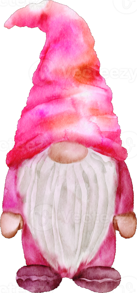 watercolor gnome pink png