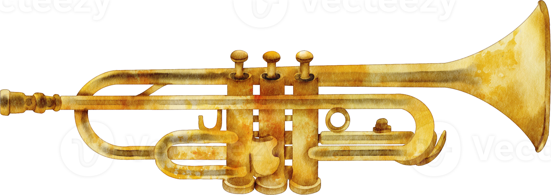 vattenfärg trumpet musik instrument png