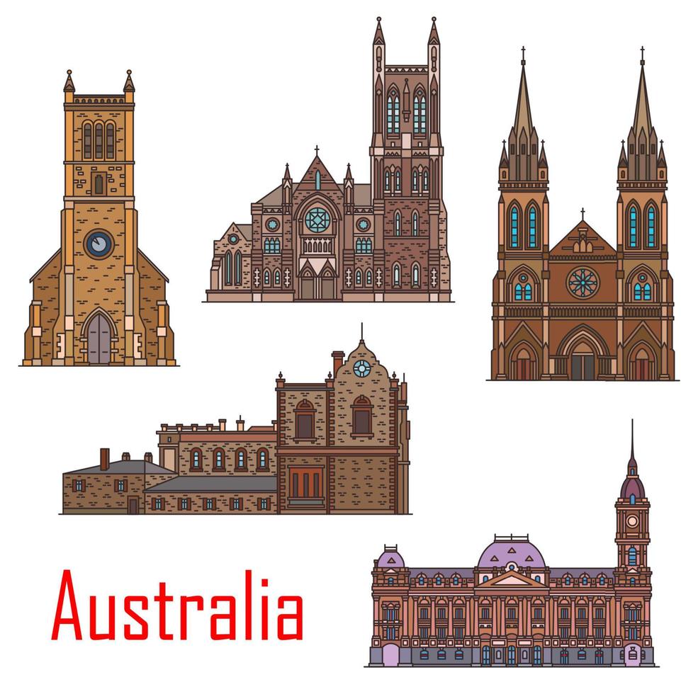 edificios de australia, hitos de la arquitectura de la ciudad vector