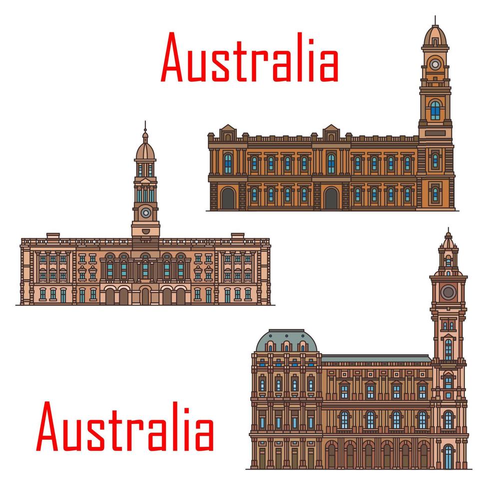 Australia architecture landmarks and buildings vector