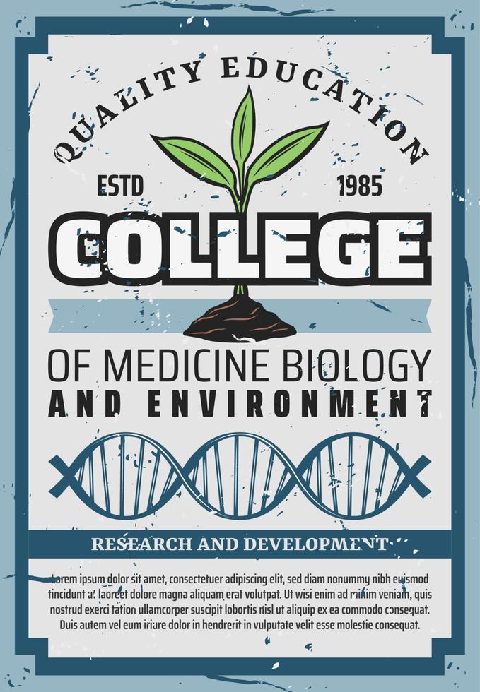 Medicine biology education, environment college vector