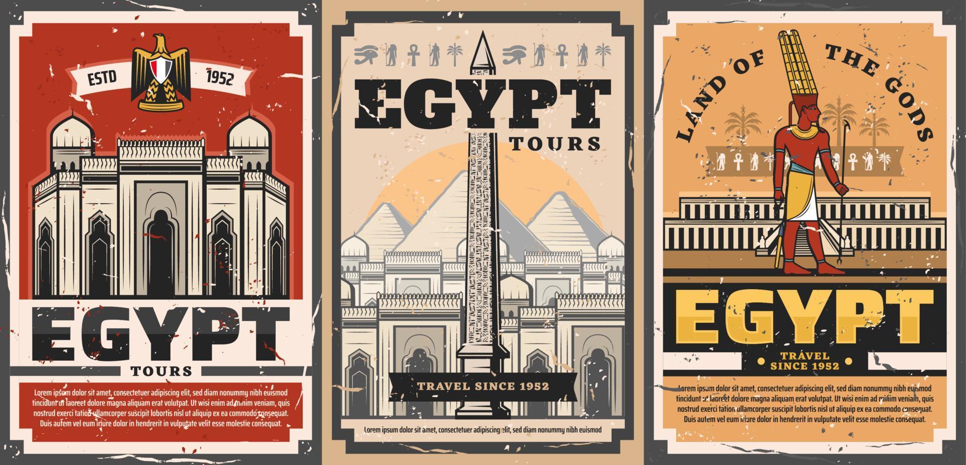 tours turísticos de egipto, lugares de interés de la ciudad antigua vector