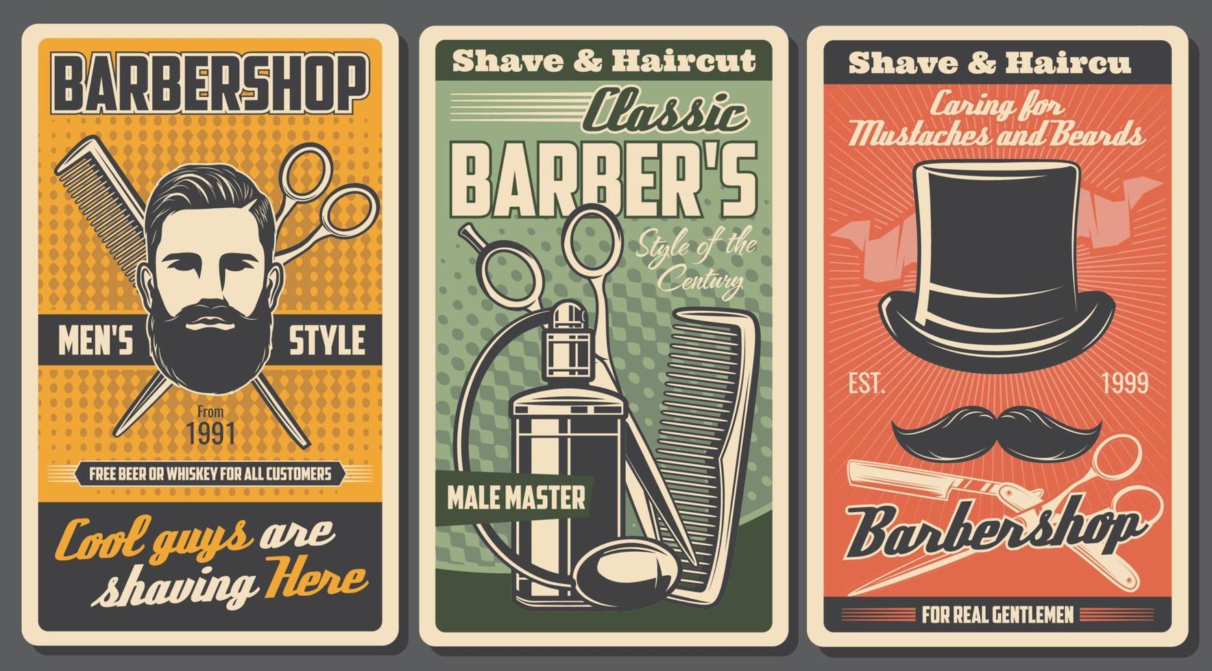 Shave, cut and trim. Barbershop salon vector