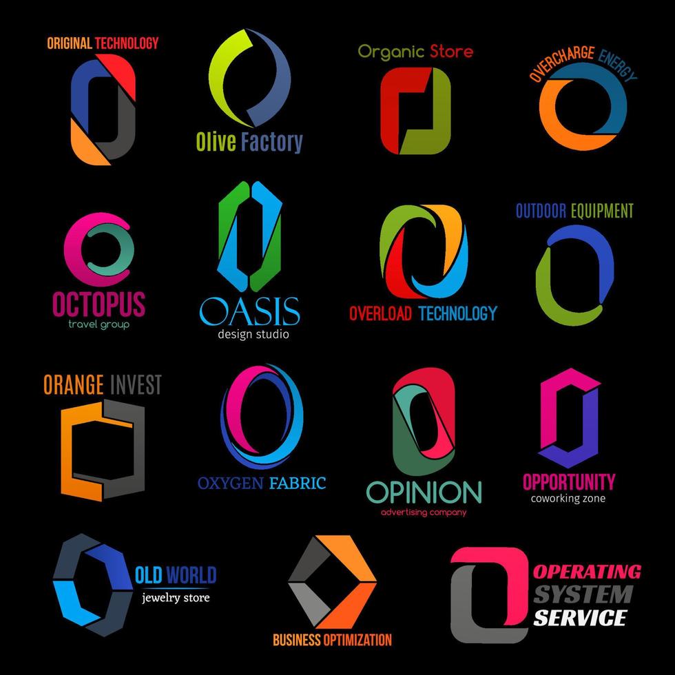 Modern corporate identity colorful letter O icons vector