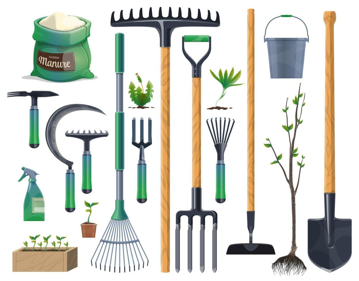 Tools and equipment of gardening and agriculture vector