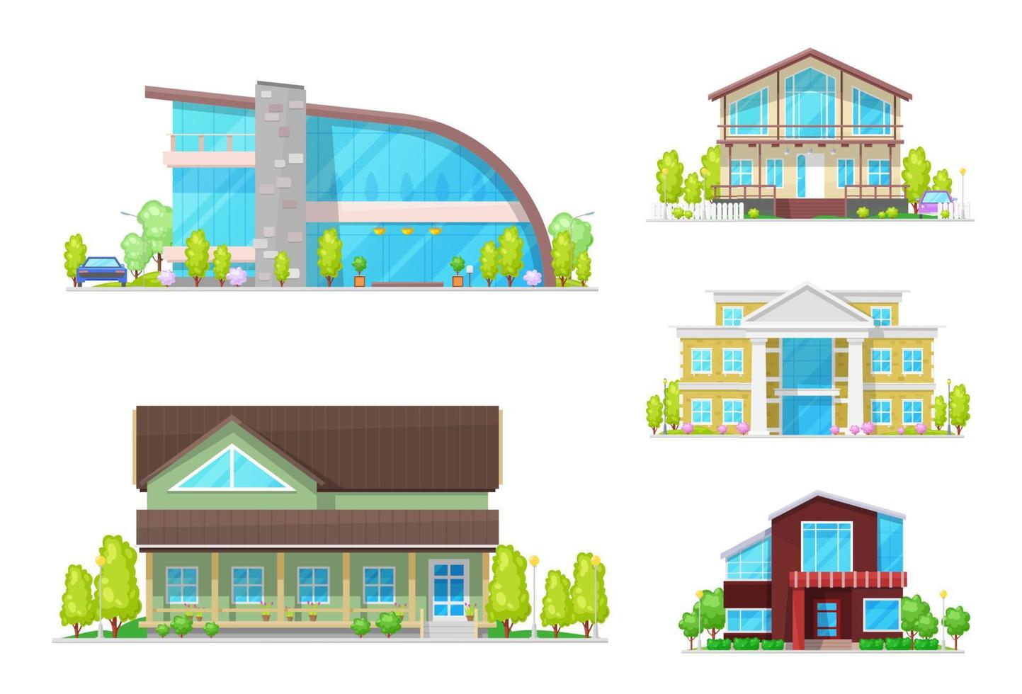 House or home buildings. Town and village property vector