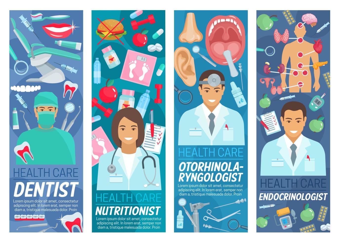 Doctors and dentist medical staff vector