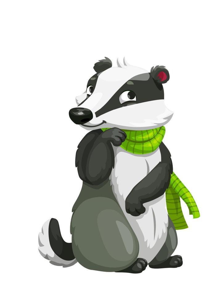 Badger with scarf. Forest animal cartoon character vector