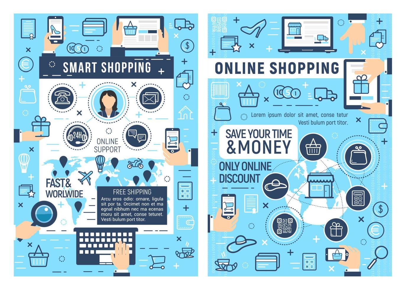 Online shopping and e-commerce business vector