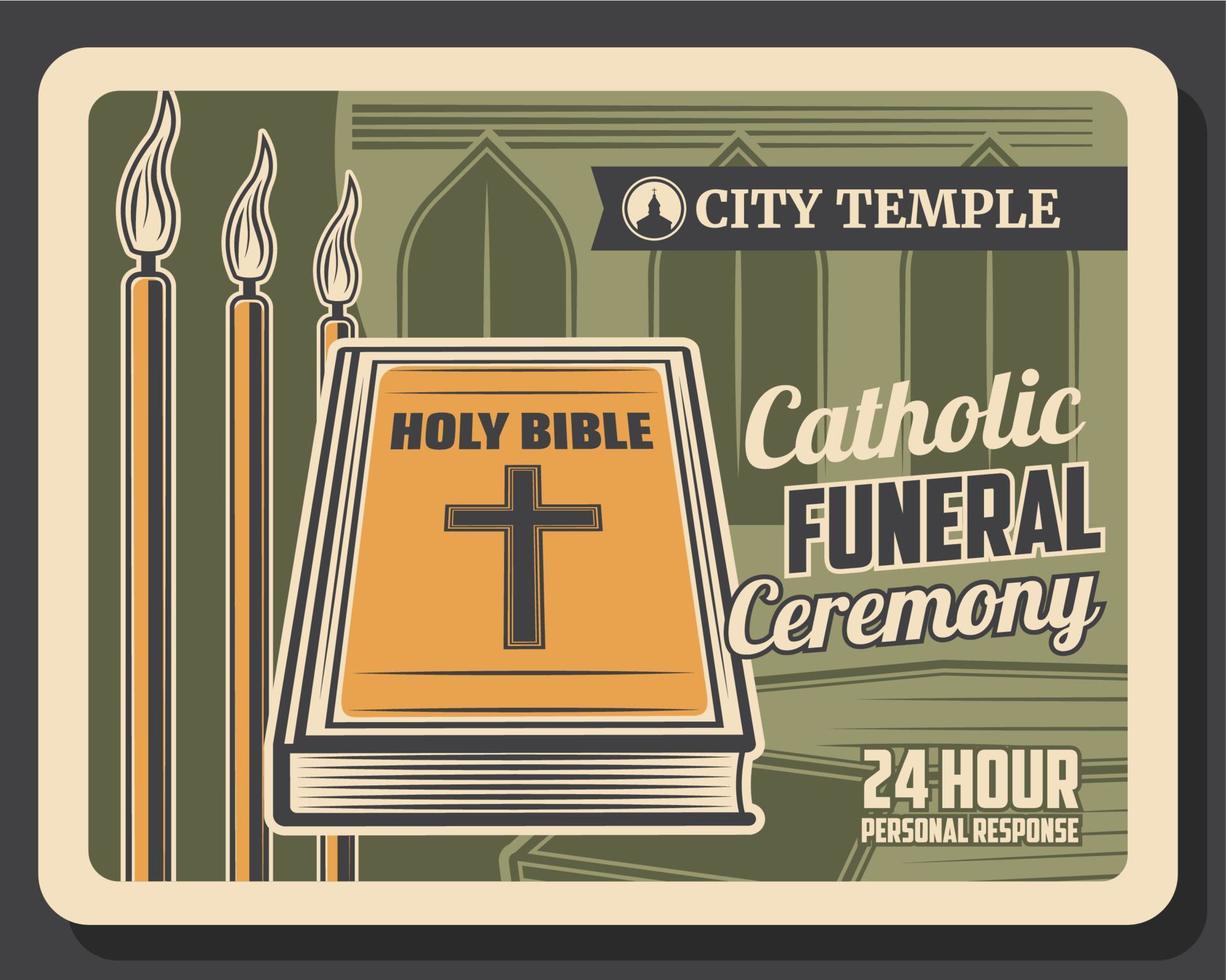 ceremonia fúnebre católica, misa en el templo de la ciudad vector