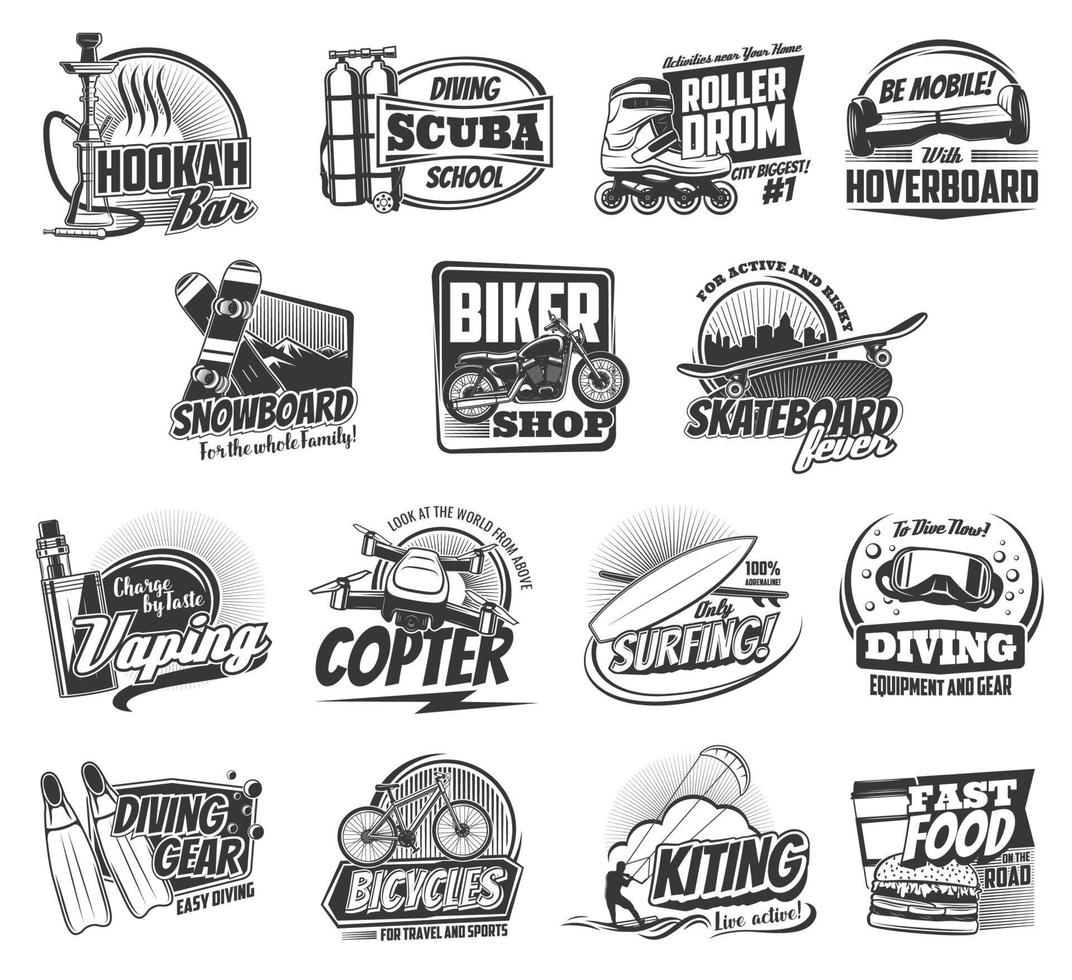 Leisure hobby and entertainment sport icons vector