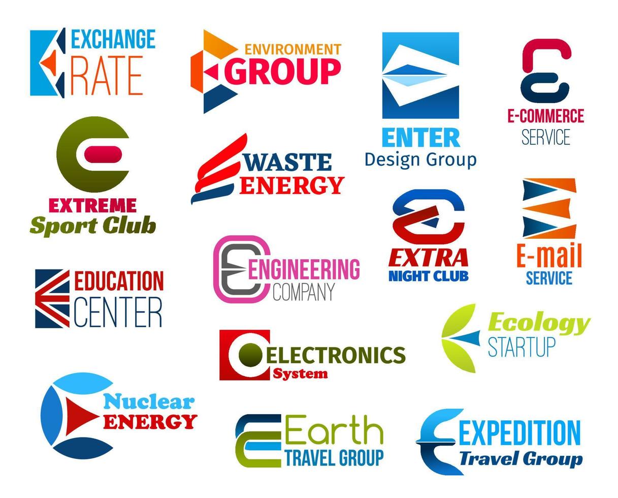 Business icons, letter E corporate identity vector