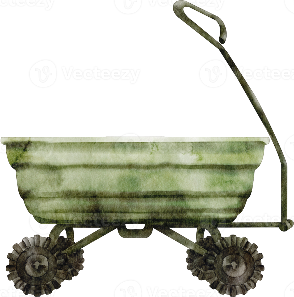 watercolor farm cart png