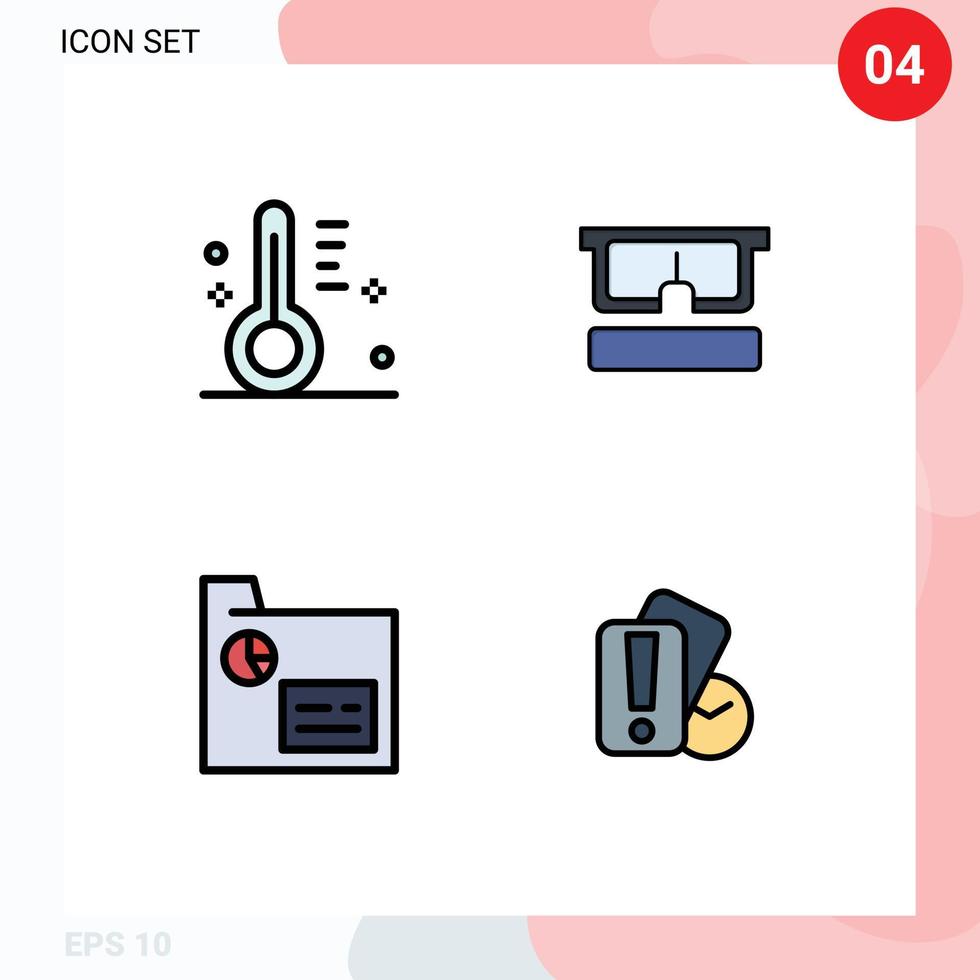 4 Creative Icons Modern Signs and Symbols of cloudy finance temperature medical records Editable Vector Design Elements