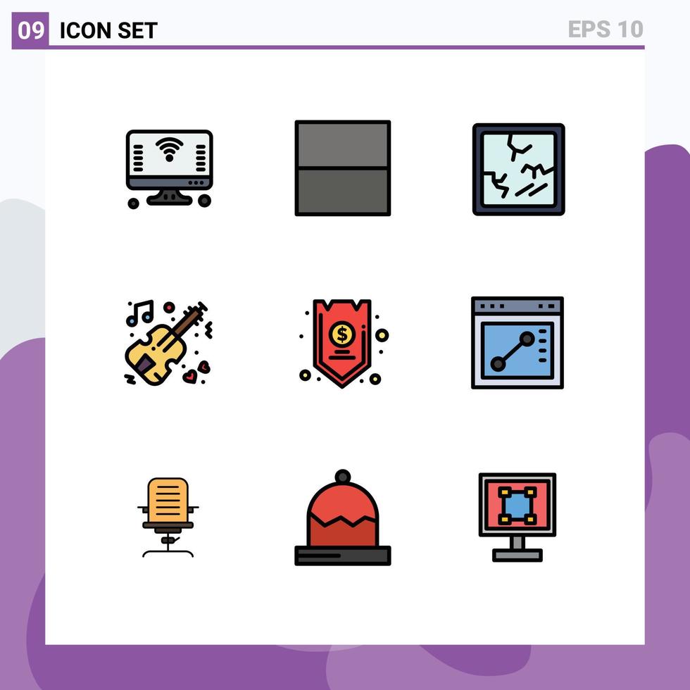 9 iconos creativos signos y símbolos modernos de cuenta de fondos elementos de diseño vectorial editables de violín seguro de halloween vector