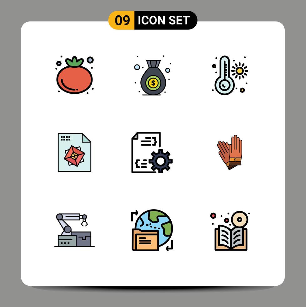 Set of 9 Modern UI Icons Symbols Signs for building management thermometer file develop Editable Vector Design Elements