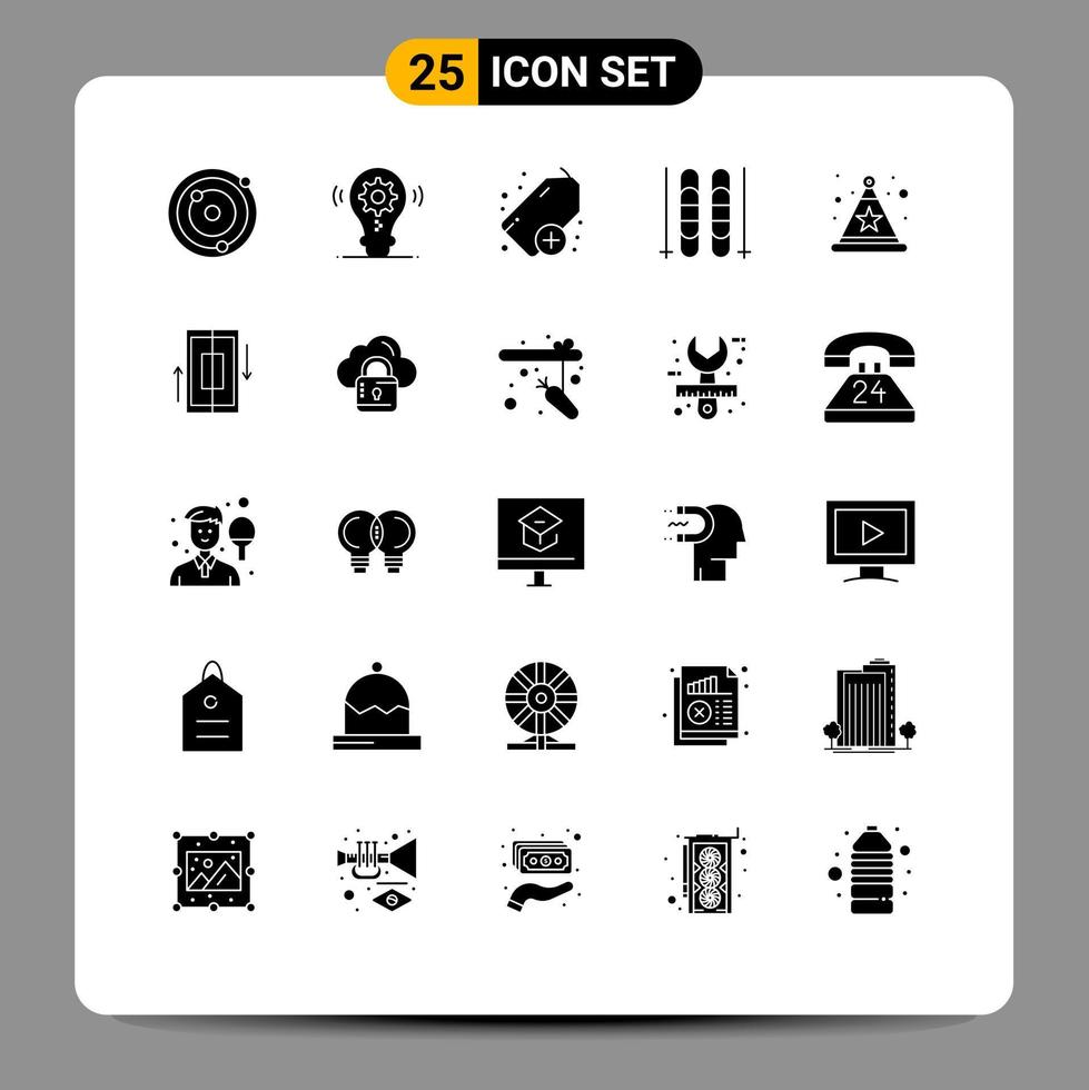 Set of 25 Modern UI Icons Symbols Signs for synchronization star plus hat sport Editable Vector Design Elements