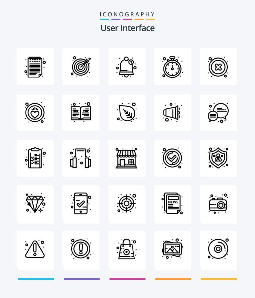 Creative User Interface 25 OutLine icon pack  Such As heart. user. stop. interface. cancel vector