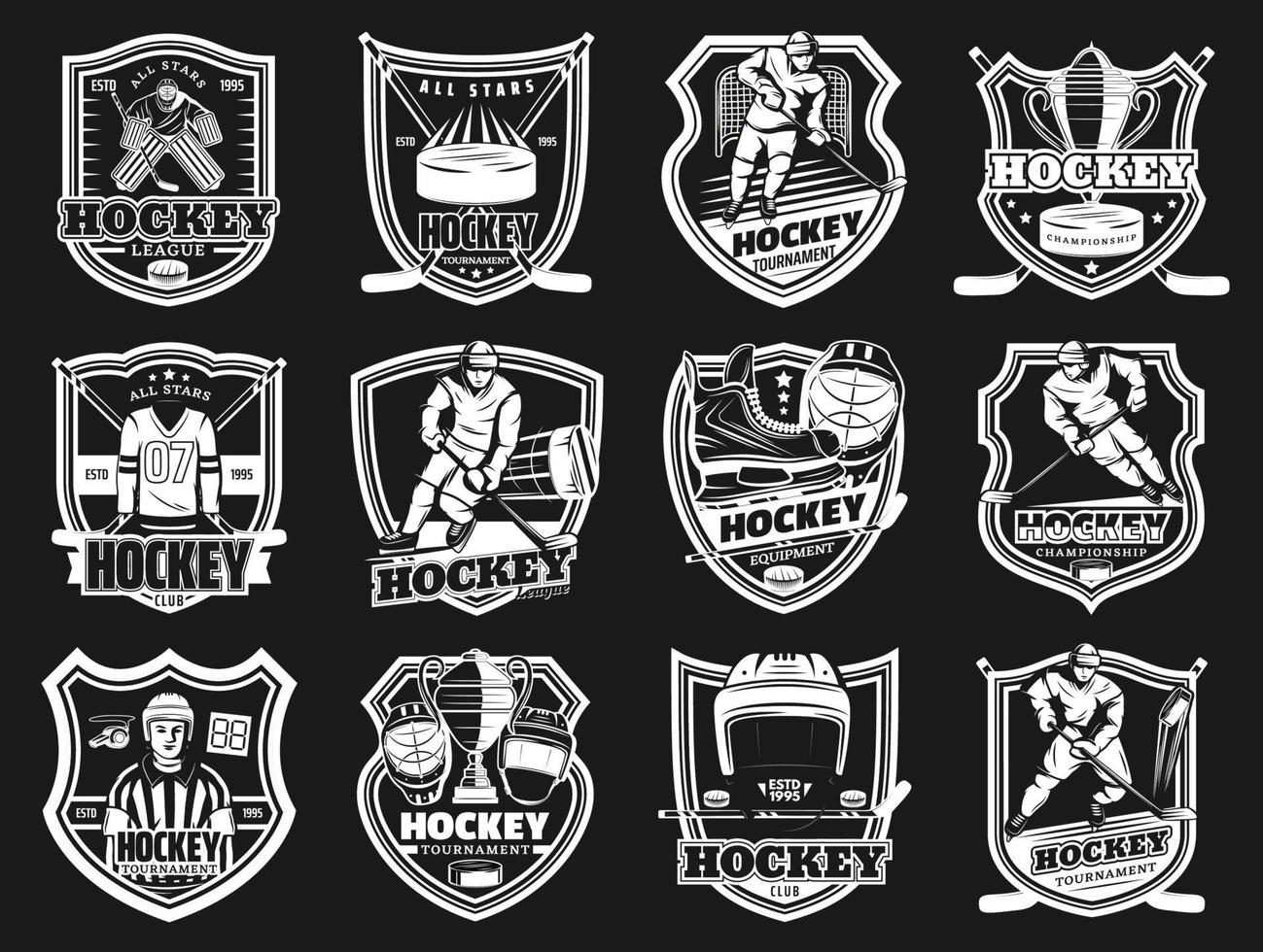 torneo de hockey sobre hielo, emblema de la copa del club deportivo vector