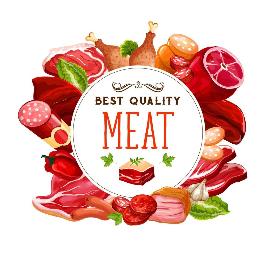 carnes y embutidos productos de carniceria vector