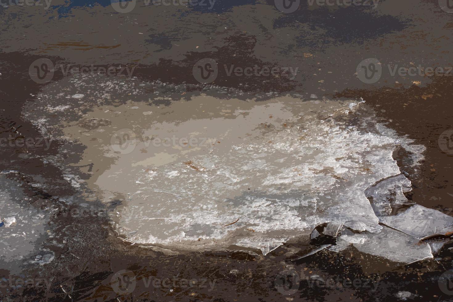 Ice surface of the river. Texture of ice shards. Winter background. photo