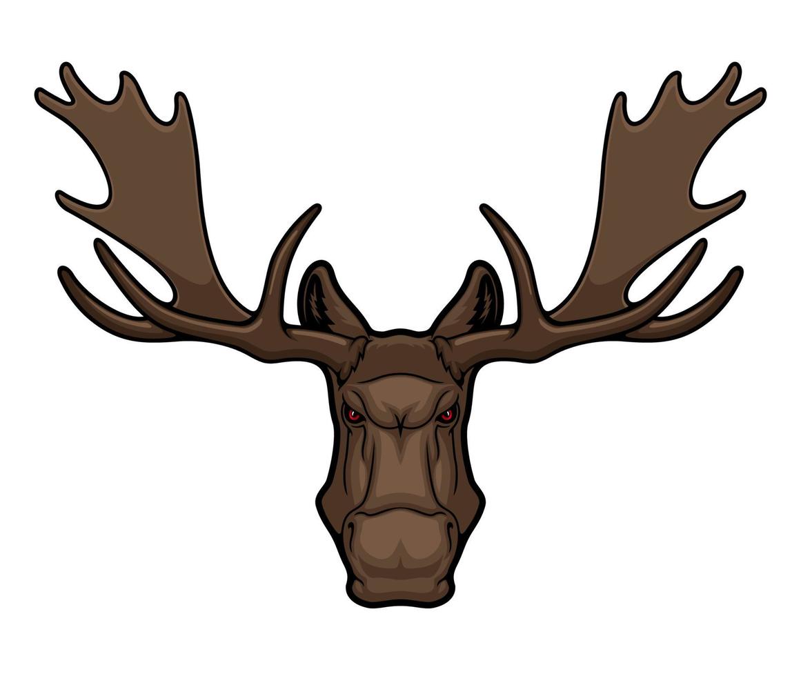 Angry elk moose animal mascot with horns vector