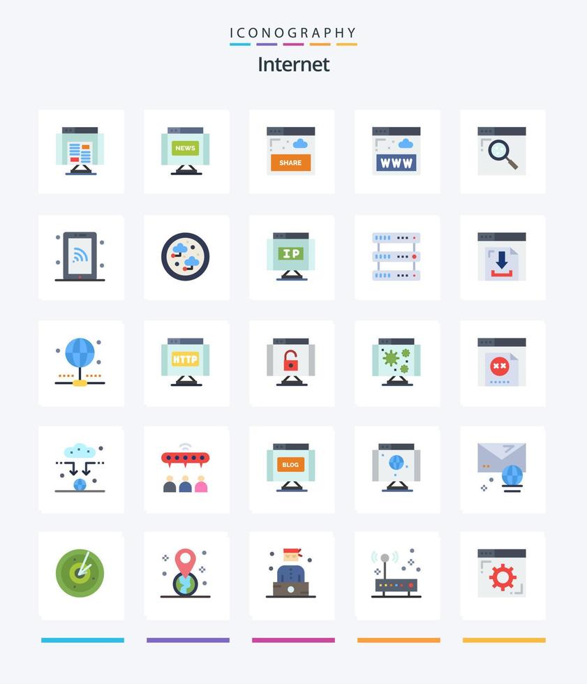 paquete de iconos planos de internet creativo 25 como internet. www. interfaz. sitio web. comunicaciones vector