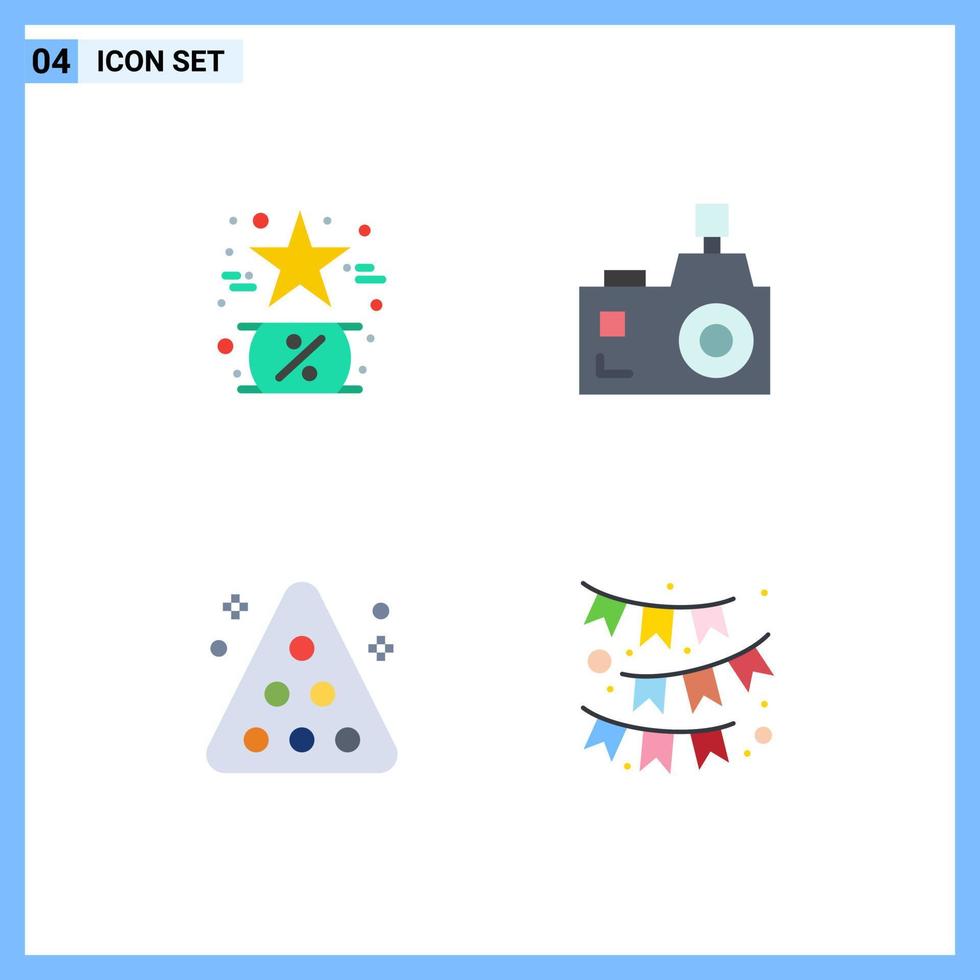 4 Creative Icons Modern Signs and Symbols of black photography like flash camera pool Editable Vector Design Elements