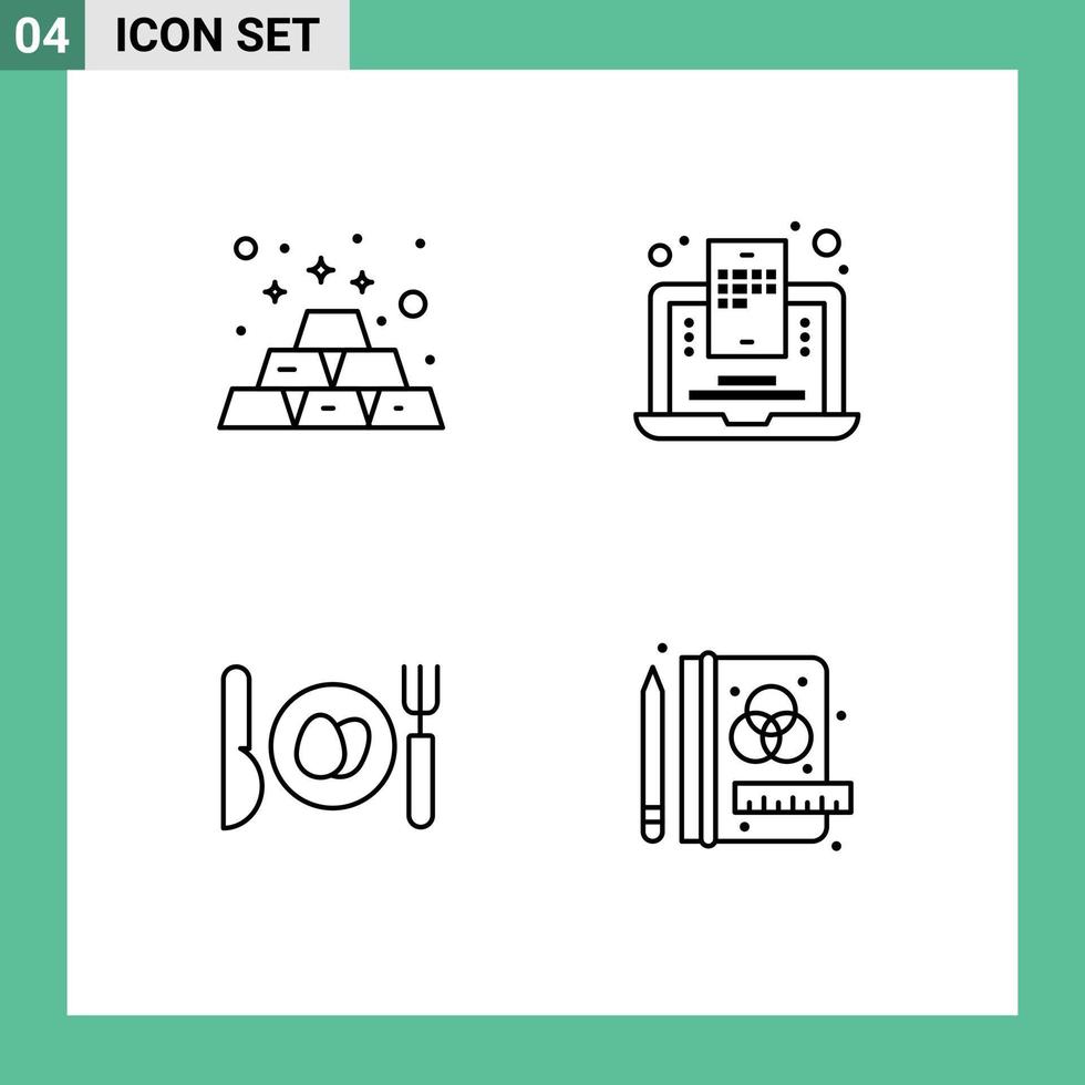 conjunto de 4 iconos modernos de la interfaz de usuario signos de símbolos para los blogs de inversión de huevo de barra elementos de diseño vectorial editables creativos vector