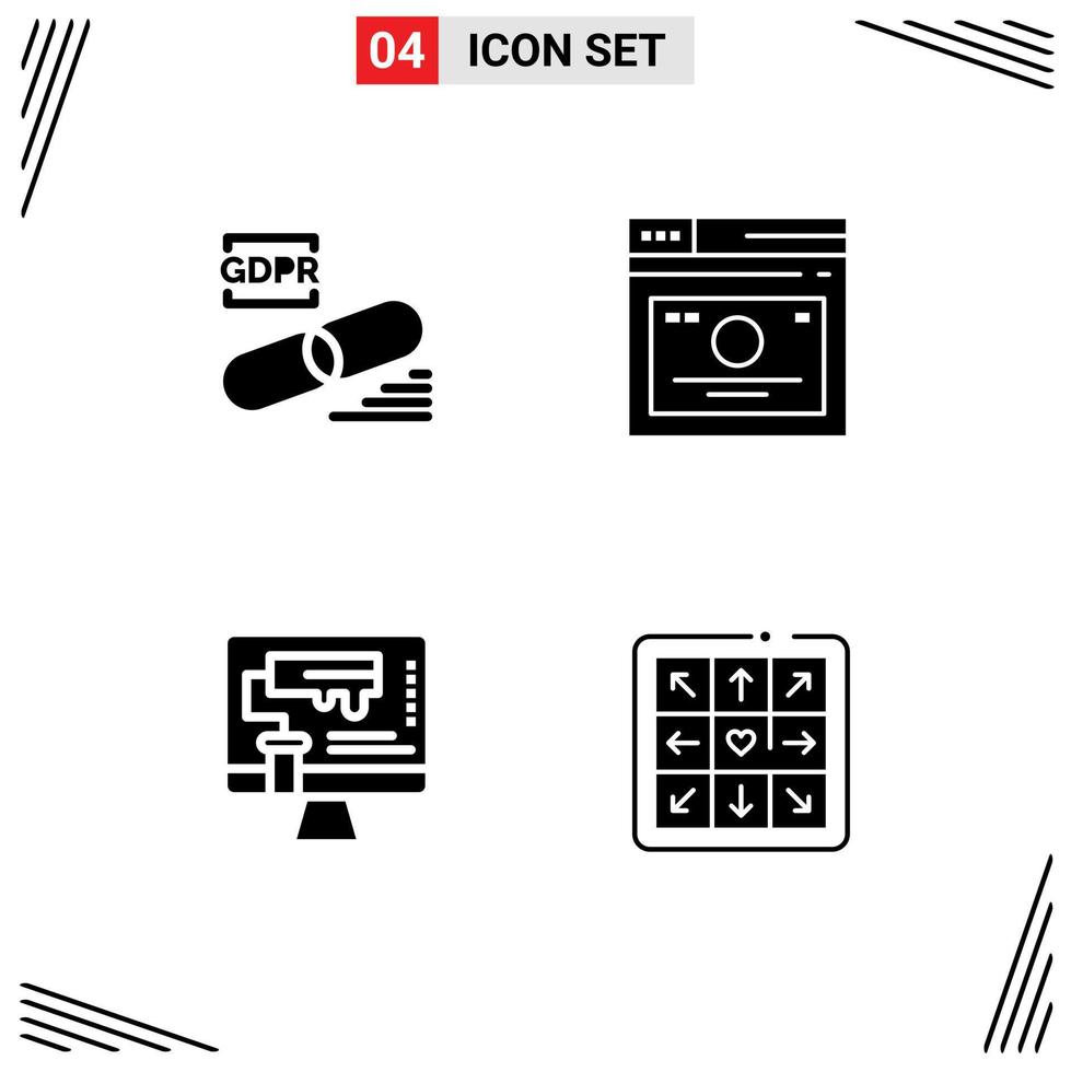 Group of 4 Modern Solid Glyphs Set for clip web secure links design Editable Vector Design Elements