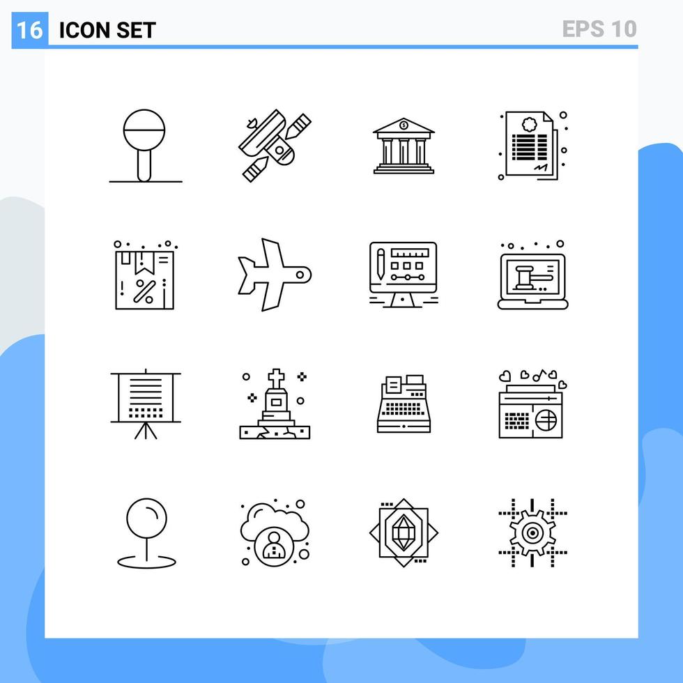 Set of 16 Vector Outlines on Grid for deal contract transmitter agreement building Editable Vector Design Elements