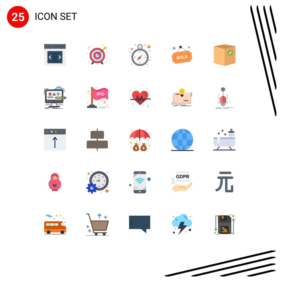 25 Flat Color concept for Websites Mobile and Apps e check logistics box sold Editable Vector Design Elements