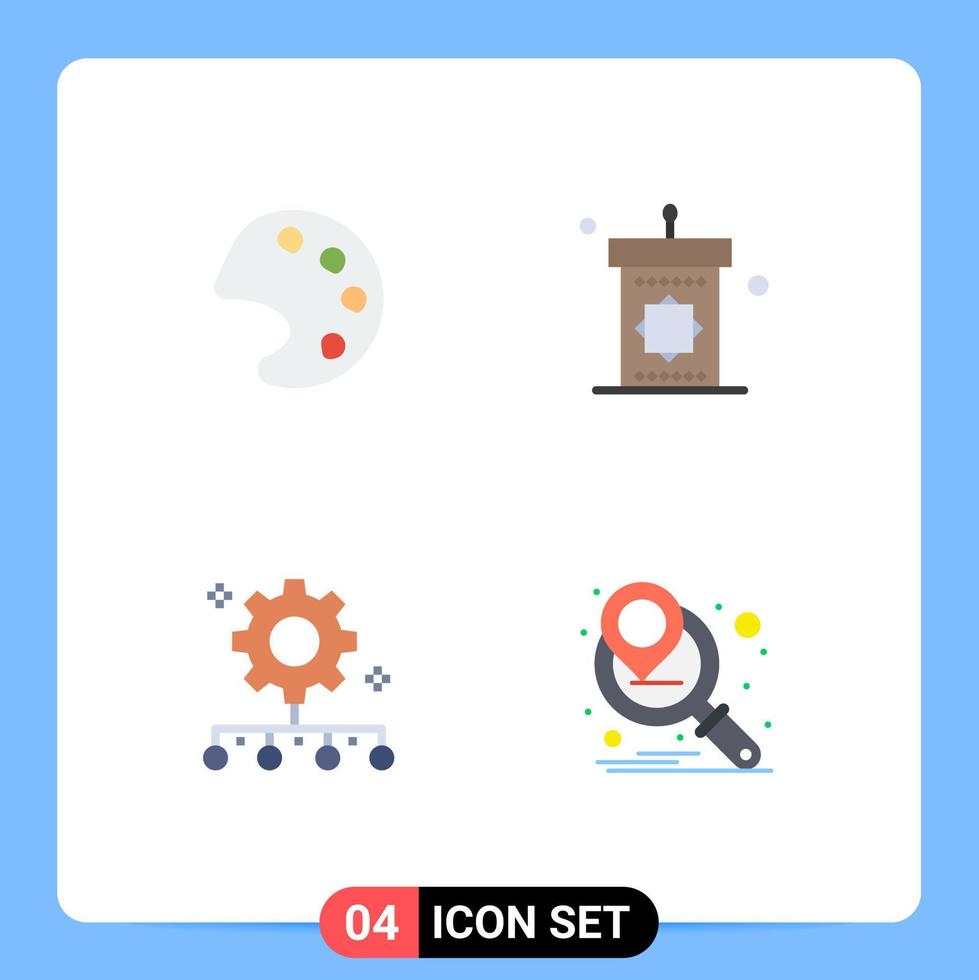 4 Flat Icon concept for Websites Mobile and Apps color team management podium mosque work management Editable Vector Design Elements