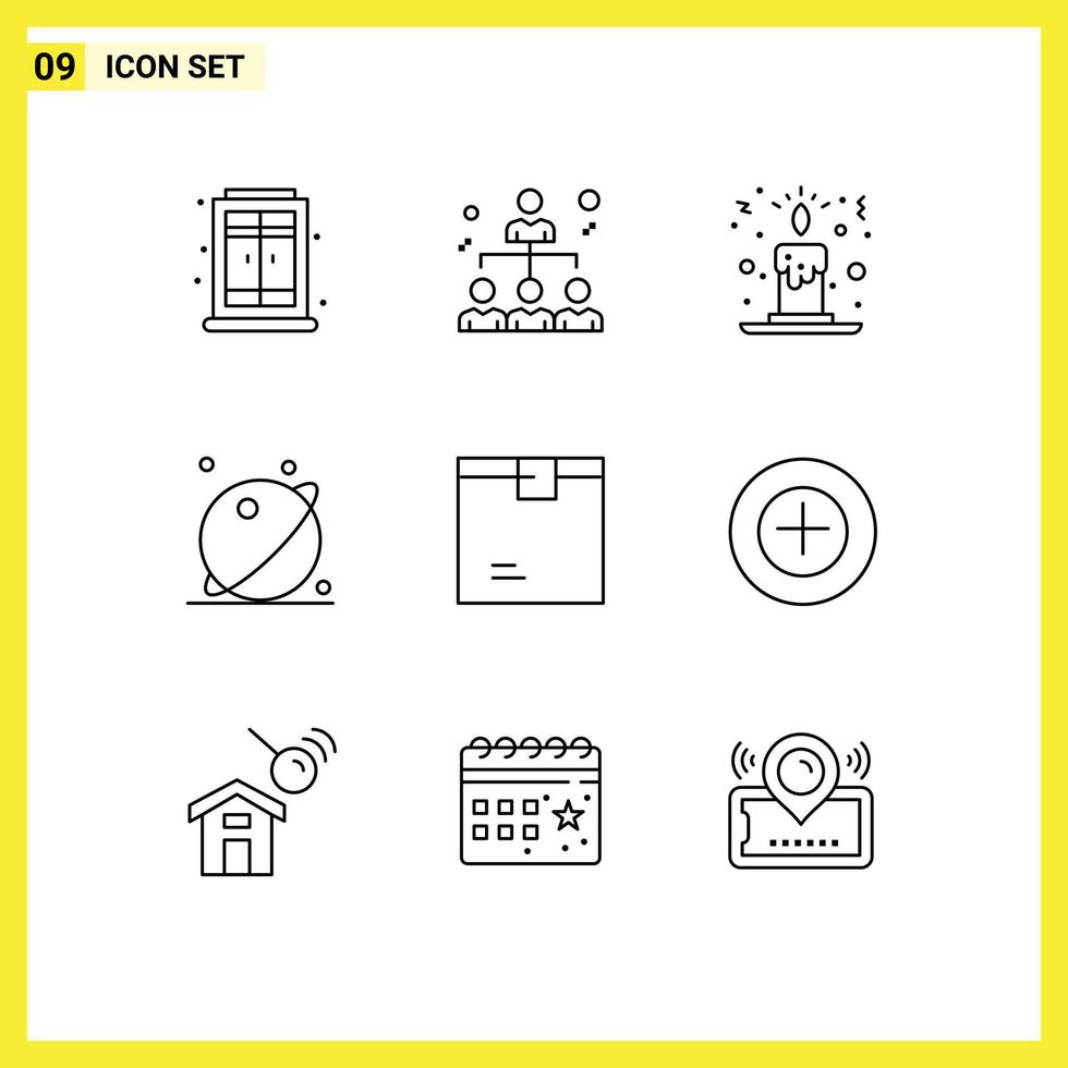 9 Outline concept for Websites Mobile and Apps goods box christmas system planet Editable Vector Design Elements