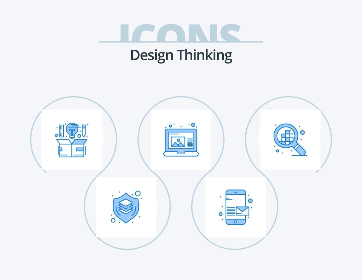 Design Thinking Blue Icon Pack 5 Icon Design. design. draw. send. create. idea vector