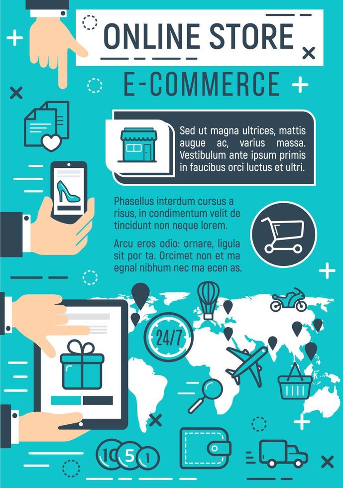 Online store and e-commerce internet technology vector