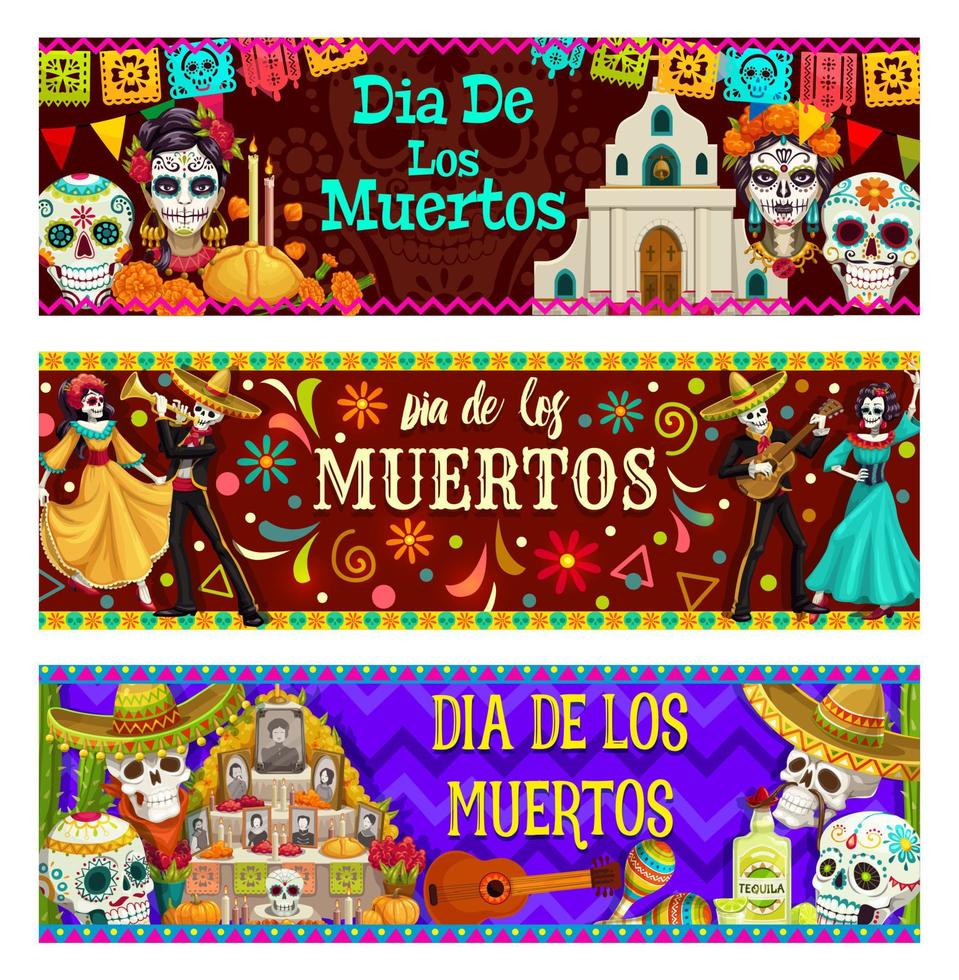 Day of Dead, Dia de los Muertos holiday in Mexico vector