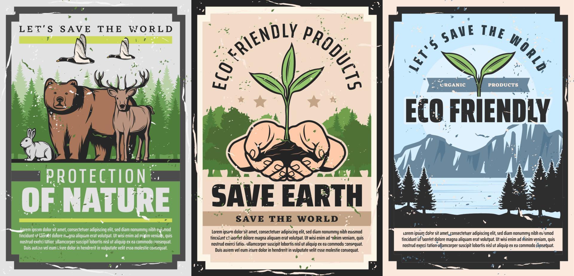 Save Nature World, earth eco friendly environment vector