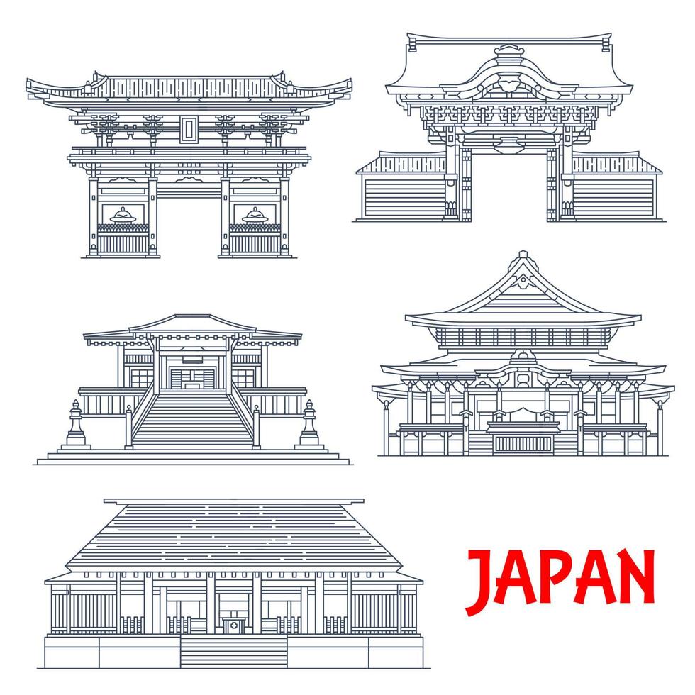 Japanese travel landmarks with buildings of Tokyo vector