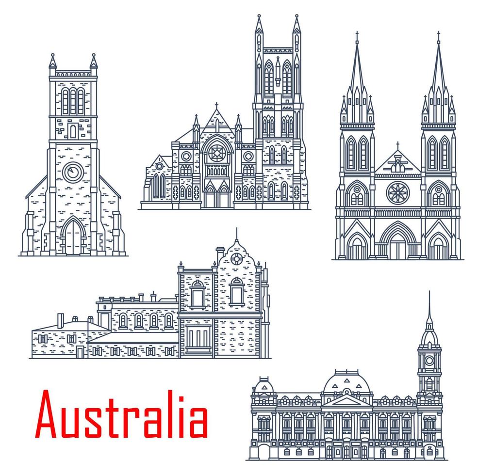 Australian landmark churches and cathedrals vector