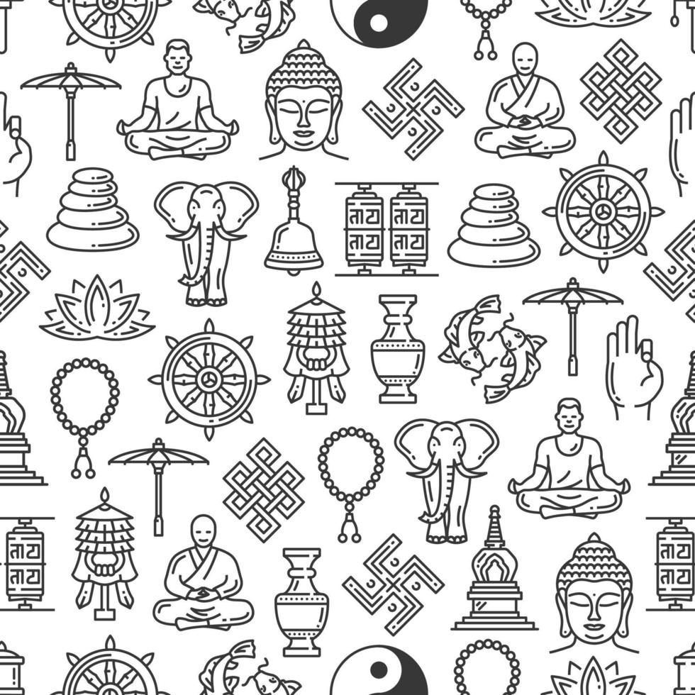 Buddhism religion seamless pattern background vector