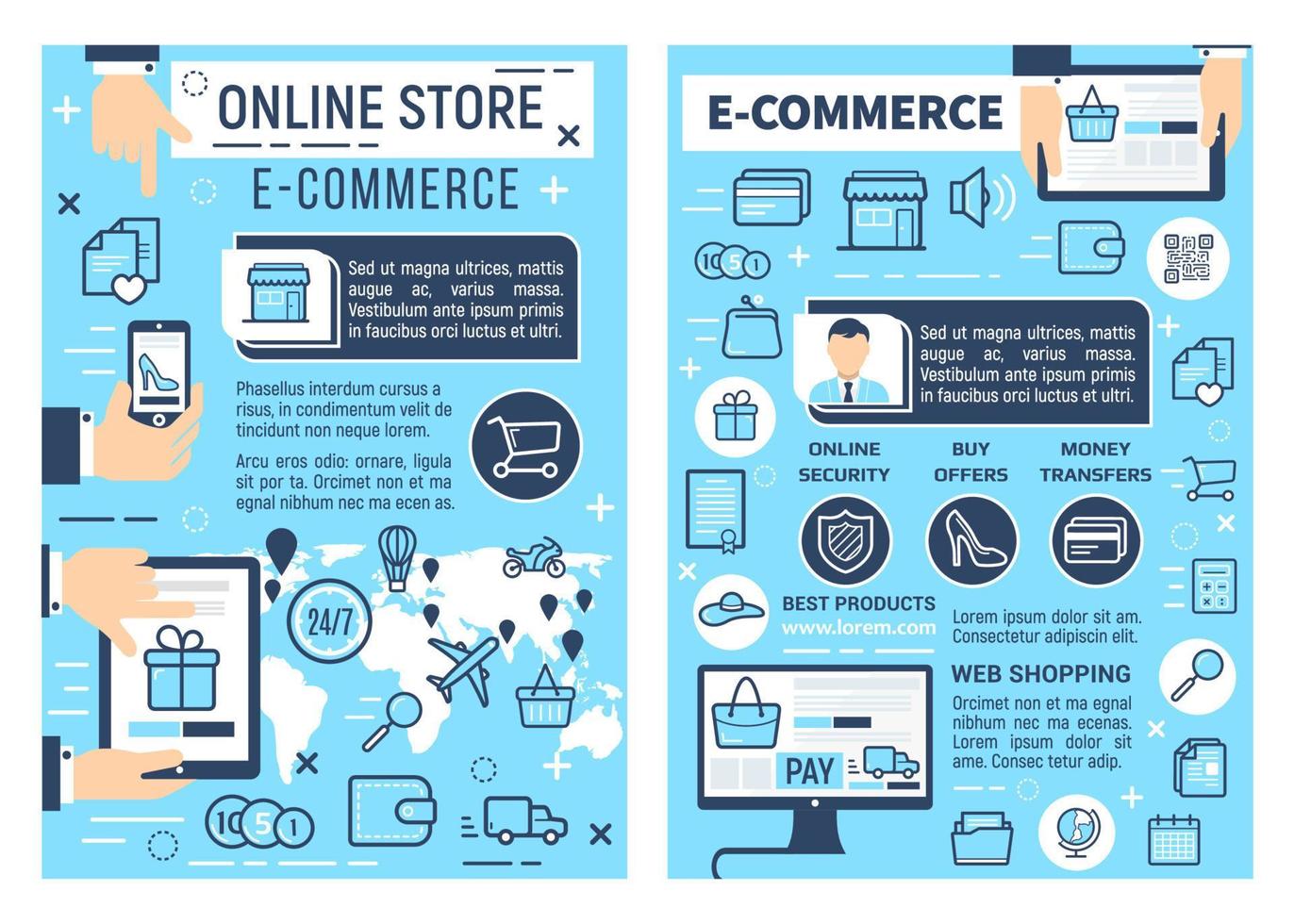 Online store e-commerce, shopping, delivery vector