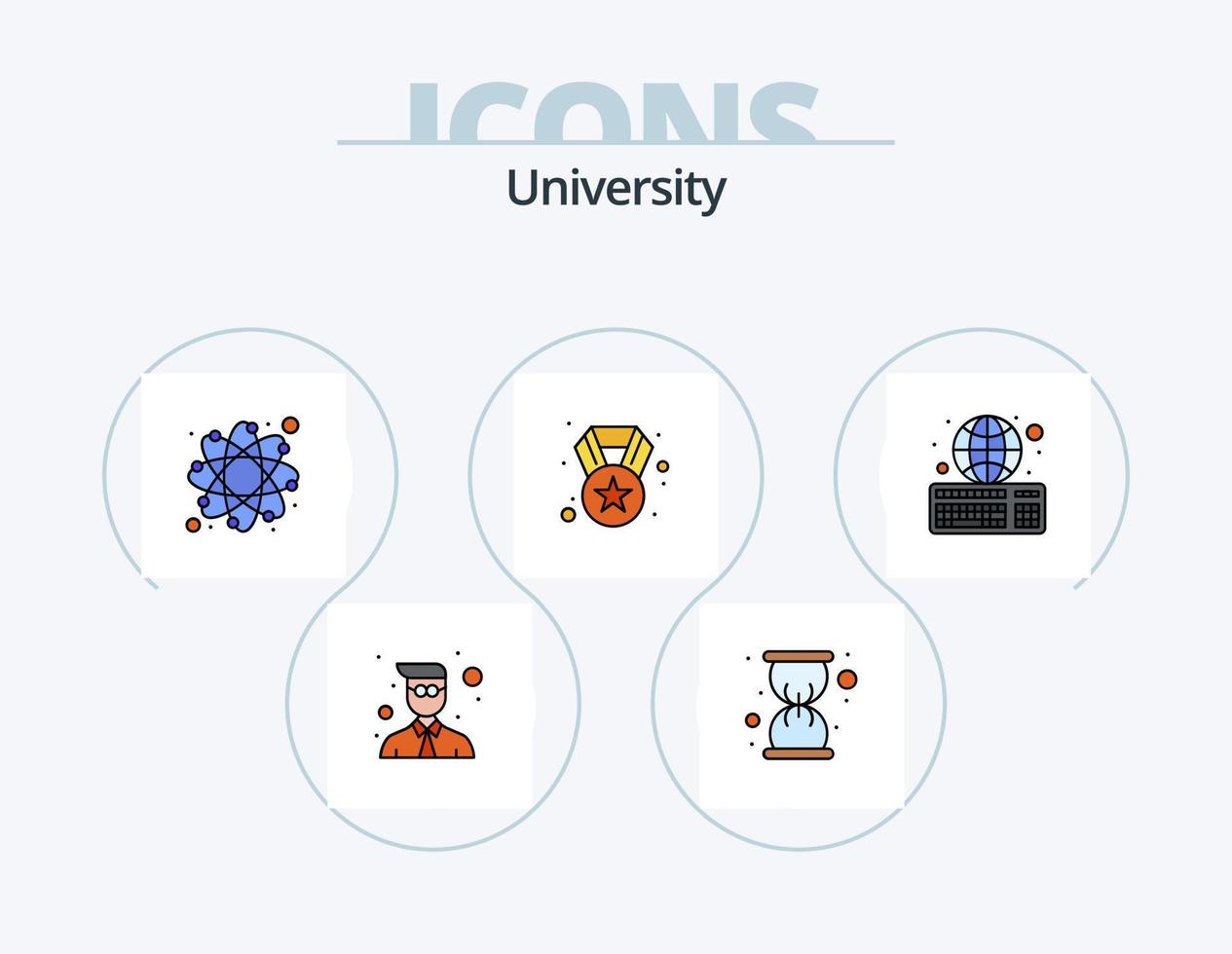 University Line Filled Icon Pack 5 Icon Design. online assignment. highlighter. student. bachelor vector