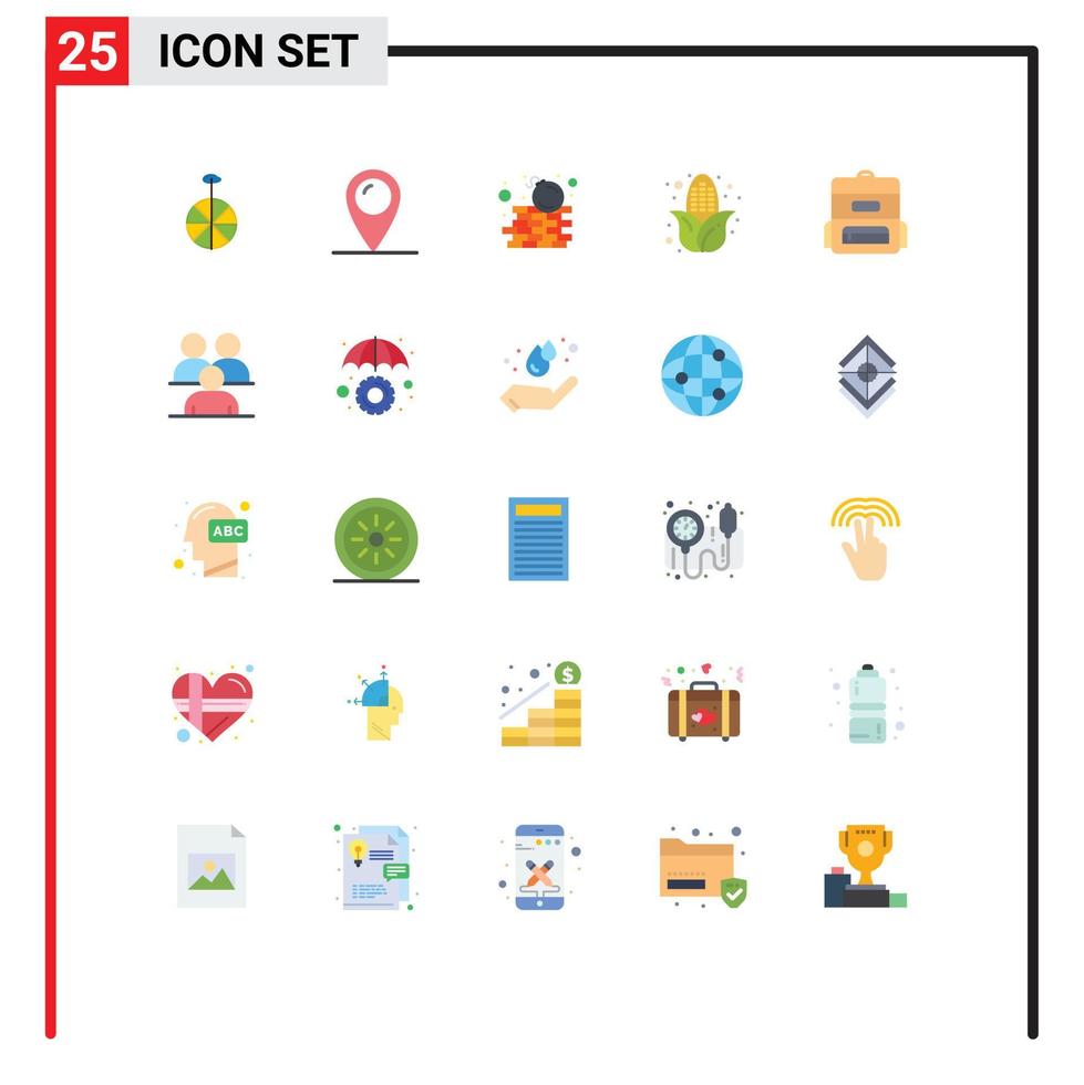 Stock Vector Icon Pack of 25 Line Signs and Symbols for business education firewall bag corn Editable Vector Design Elements