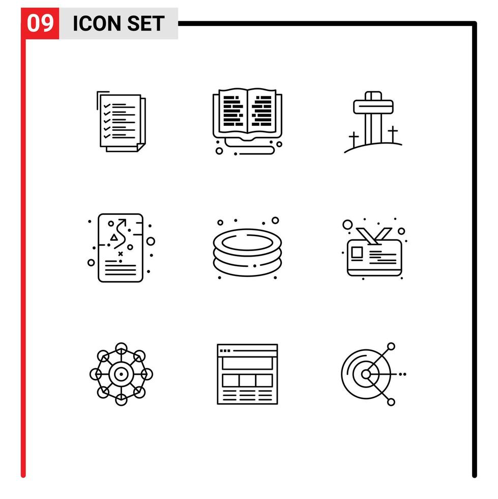 Set of 9 Modern UI Icons Symbols Signs for strategic plan online study management easter Editable Vector Design Elements