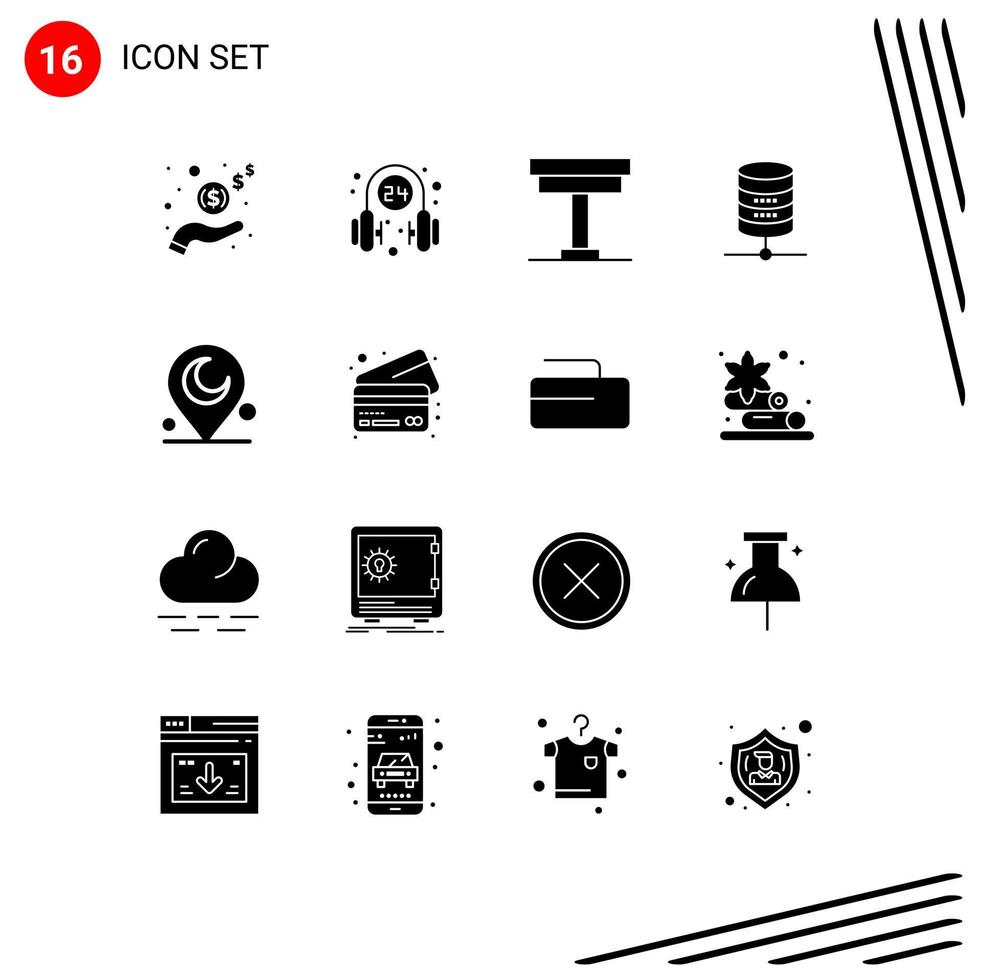 User Interface Pack of 16 Basic Solid Glyphs of computing server supporter doller interior Editable Vector Design Elements